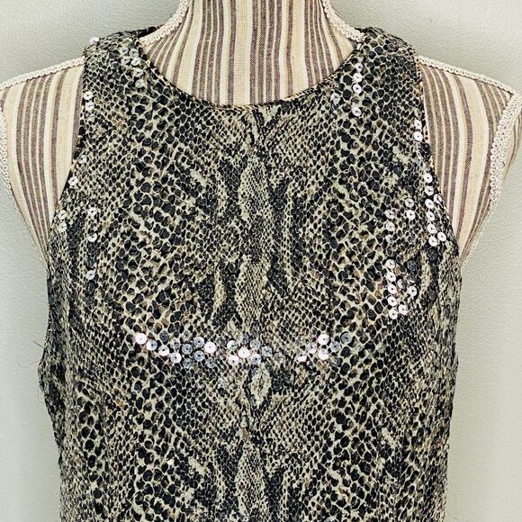 Vintage 90s Chetta B Sequin Dress Women Size 12 Snake Print Sleeveless Cocktail - Picture 7 of 10